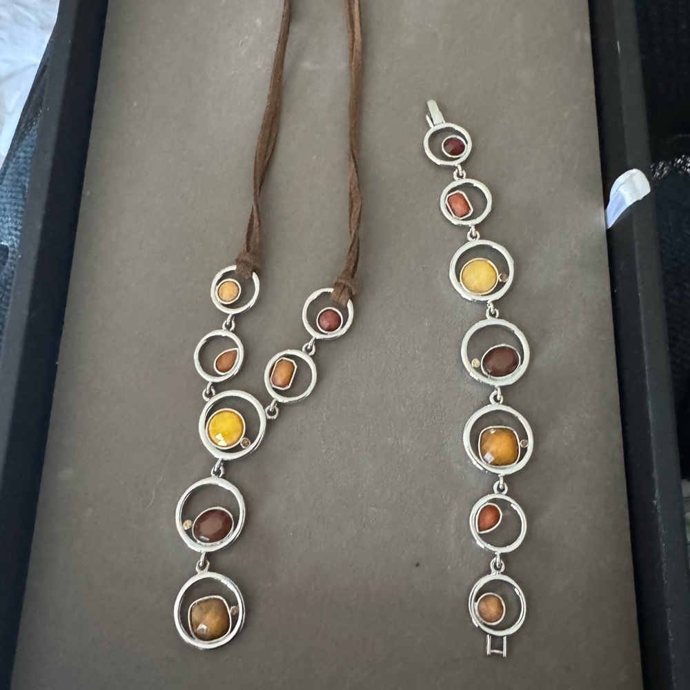 Elegant Silver and Brown-Toned Jewelry Set